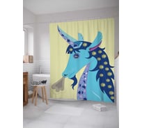 Штора (занавеска) для ванной JoyArty "Дыхание единорога" из сатена, 180х200 см с крючками, sc_4964