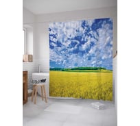 Штора (занавеска) для ванной JoyArty "Пшеничное поле" из сатена, 180х200 см с крючками, sc_9986