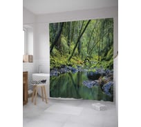 Штора (занавеска) для ванной JoyArty "Лесной берег" из сатена, 180х200 см с крючками, sc_8612