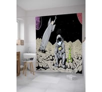 Штора (занавеска) для ванной JoyArty "Крушение на луне" из сатена, 180х200 см с крючками, sc_9873