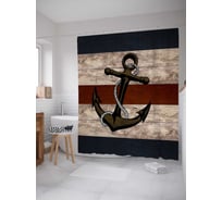 Штора (занавеска) для ванной JoyArty "Наклоненный якорь" из сатена, 180х200 см с крючками, sc_5329