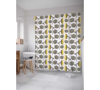 Штора (занавеска) для ванной JoyArty "Ограда с подсолнухами" из сатена, 180х200 см с крючками, sc_9853