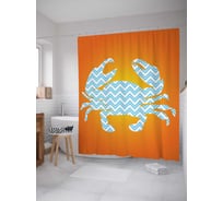 Штора (занавеска) для ванной JoyArty "Узорчатый краб" из сатена, 180х200 см с крючками, sc_5405