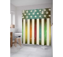 Штора (занавеска) для ванной JoyArty "Полосы и звезды" из сатена, 180х200 см с крючками, sc_5148