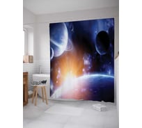 Штора (занавеска) для ванной JoyArty "Космические исследования" из сатена, 180х200 см с крючками, sc_5338