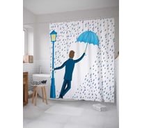 Штора (занавеска) для ванной JoyArty "Дождливое настроение" из сатена, 180х200 см с крючками, sc_5603