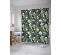 Штора (занавеска) для ванной JoyArty "Тропический мотив" из сатена, 180х200 см с крючками, sc_79849