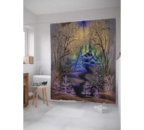 Штора (занавеска) для ванной JoyArty "Ночная дорога к дворцу" из сатена, 180х200 см с крючками, sc_6906