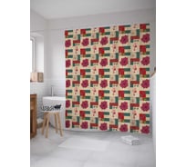 Штора (занавеска) для ванной JoyArty "Лабиринт с цветами" из сатена, 180х200 см с крючками, sc_6178