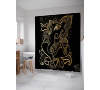 Штора (занавеска) для ванной JoyArty "Духовный слон" из сатена, 180х200 см с крючками, sc_6644