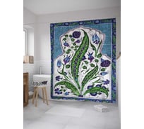 Штора (занавеска) для ванной JoyArty "Лиственные цветы" из сатена, 180х200 см с крючками, sc_8352