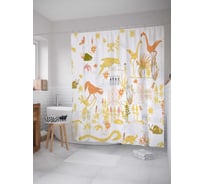 Штора (занавеска) для ванной JoyArty "Звери и птицы" из сатена, 180х200 см с крючками, sc_5102
