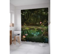 Штора (занавеска) для ванной JoyArty "Загадочное озеро" из сатена, 180х200 см с крючками, sc_4867