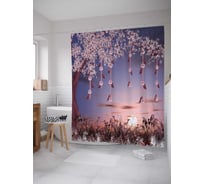 Штора (занавеска) для ванной JoyArty "Лесные украшения" из сатена, 180х200 см с крючками, sc_6960