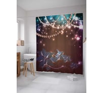 Штора (занавеска) для ванной JoyArty "Цветочные бусы" из сатена, 180х200 см с крючками, sc_5688