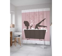 Штора (занавеска) для ванной JoyArty "Дама в ванной" из сатена, 180х200 см с крючками, sc_9541