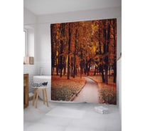Штора (занавеска) для ванной JoyArty "Осенний парк" из сатена, 180х200 см с крючками, sc_6115