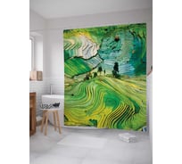 Штора (занавеска) для ванной JoyArty "Холмы грез" из сатена, 180х200 см с крючками, sc_7124