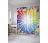 Штора (занавеска) для ванной JoyArty "Рамка из воздушных шаров" из сатена, 180х200 см с крючками, sc_34382