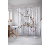 Штора (занавеска) для ванной JoyArty "Олень спешит на праздник" из сатена, 180х200 см с крючками, sc_5593