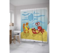 Штора (занавеска) для ванной JoyArty "Подводное признание" из сатена, 180х200 см с крючками, sc_34539