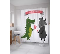 Штора (занавеска) для ванной JoyArty "Любовь зла" из сатена, 180х200 см с крючками, sc_9741