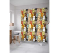 Штора (занавеска) для ванной JoyArty "Котятки" из сатена, 180х200 см с крючками, sc_32589