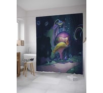 Штора (занавеска) для ванной JoyArty "Сказочные грибы" из сатена, 180х200 см с крючками, sc_32832