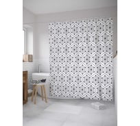 Штора (занавеска) для ванной JoyArty "Геометрический узор" из сатена, 180х200 см с крючками, sc_33004