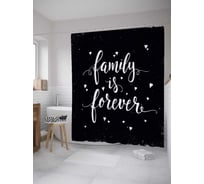 Штора (занавеска) для ванной JoyArty "Семья навсегда" из сатена, 180х200 см с крючками, sc_34551