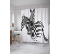 Штора (занавеска) для ванной JoyArty "Дуэт зебр" из сатена, 180х200 см с крючками, sc_33031