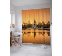 Штора (занавеска) для ванной JoyArty "Рассвет на Востоке" из сатена, 180х200 см с крючками, sc_36825