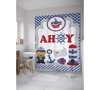 Штора (занавеска) для ванной JoyArty "Капитанский клич" из сатена, 180х200 см с крючками, sc_8750