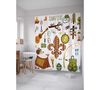 Штора (занавеска) для ванной JoyArty "Туризм" из сатена, 180х200 см с крючками, sc_7535