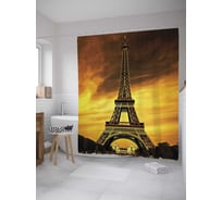 Штора (занавеска) для ванной JoyArty "Парижские закаты" из сатена, 180х200 см с крючками, sc_8698