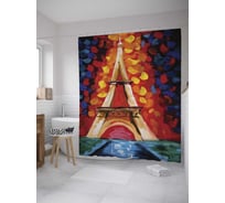 Штора (занавеска) для ванной JoyArty "Краски эйфелевой башни" из сатена, 180х200 см с крючками, sc_9266