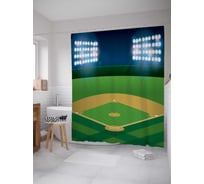 Штора (занавеска) для ванной JoyArty "Бейсбольные прожекторы" из сатена, 180х200 см с крючками, sc_6953