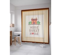 Штора (занавеска) для ванной JoyArty "Милый дом" из сатена, 180х200 см с крючками, sc_7506