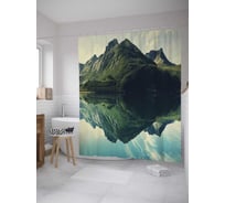 Штора (занавеска) для ванной JoyArty "Горные стихи" из сатена, 180х200 см с крючками, sc_9306