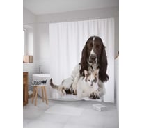 Штора (занавеска) для ванной JoyArty "Домашние друзья" из сатена, 180х200 см с крючками, sc_6549