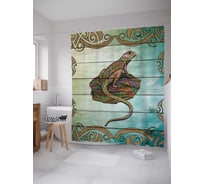 Штора (занавеска) для ванной JoyArty "Ящерица с узорами" из сатена, 180х200 см с крючками, sc_7486