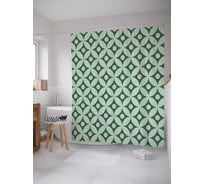 Штора (занавеска) для ванной JoyArty "Мятные фигуры" из сатена, 180х200 см с крючками, sc_33391