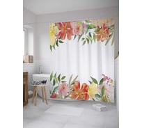 Штора (занавеска) для ванной JoyArty "Нежные цветы" из сатена, 180х200 см с крючками, sc_32780