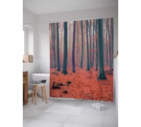 Штора (занавеска) для ванной JoyArty "Лес раздумий" из сатена, 180х200 см с крючками, sc_9340