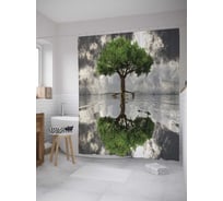 Штора (занавеска) для ванной JoyArty "Неприступное дерево" из сатена, 180х200 см с крючками, sc_8315