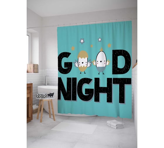 Штора (занавеска) для ванной JoyArty "Спокойной ночи" из сатена, 180х200 см sc_378510 1