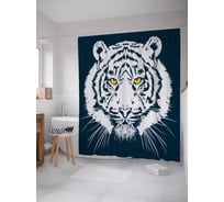 Штора (занавеска) для ванной JoyArty "Портрет бенгальского тигра" из сатена, 180х200 см с крючками, sc_38665