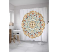 Штора (занавеска) для ванной JoyArty "Индийский традиционный узор" из сатена, 180х200 см с крючками, sc_32783
