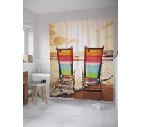 Штора (занавеска) для ванной JoyArty "Морские приливы" из сатена, 180х200 см с крючками, sc_8779