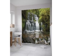Штора (занавеска) для ванной JoyArty "Память водопада" из сатена, 180х200 см с крючками, sc_8675